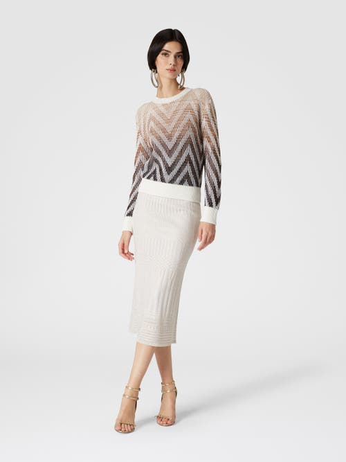 Missoni Multi-processed Lamé Viscose Midi Skirt In White & Gold