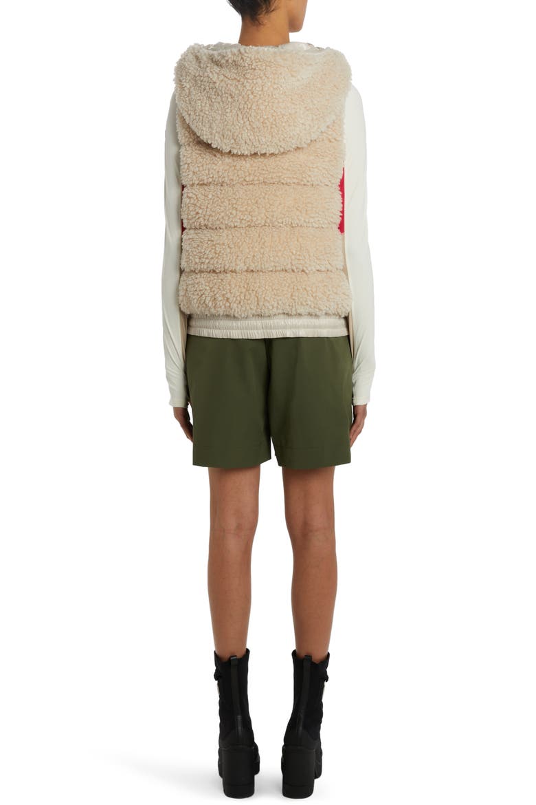 Teddy Fleece Hooded Down Vest, Alternate, color, NATURAL