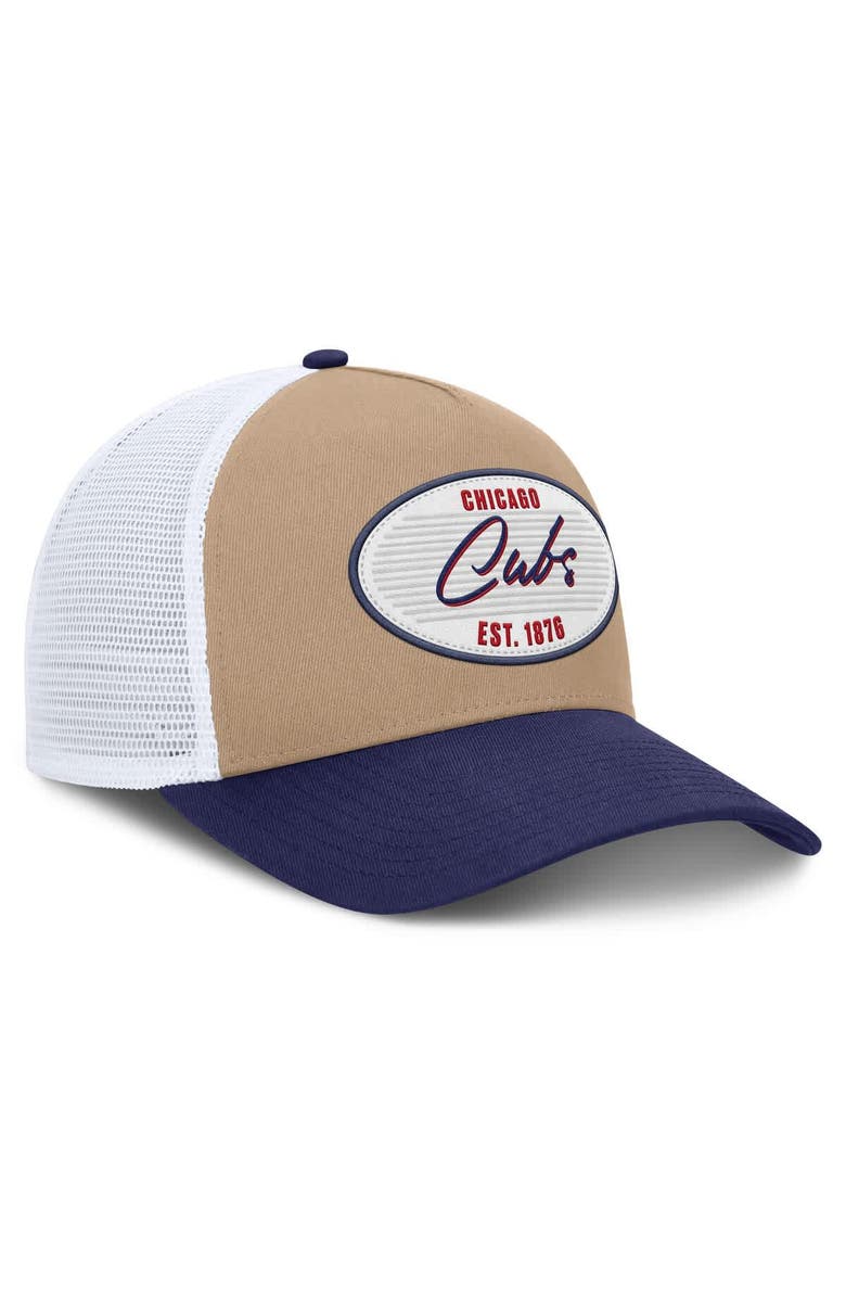 Nike Men's Nike Khaki/Royal Chicago Cubs Rise A-Frame Trucker Adjustable Hat, Alternate, color, Khaki