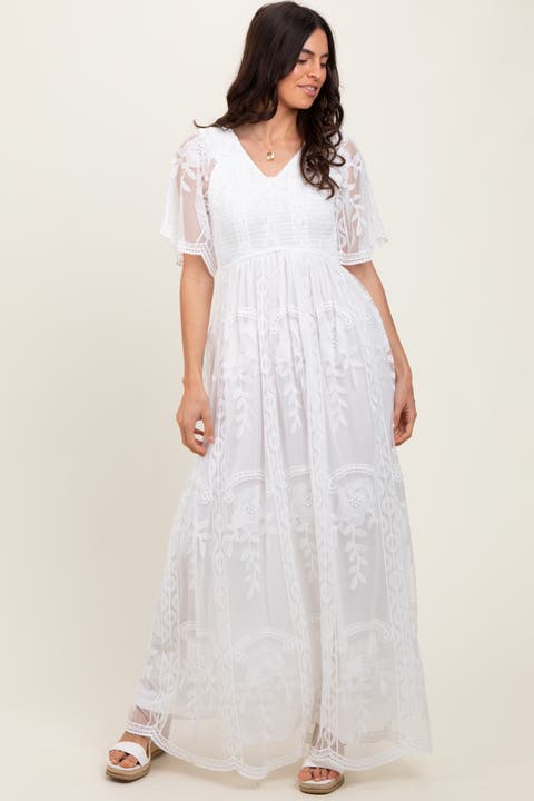 Smocked Top Lace Maxi Dress