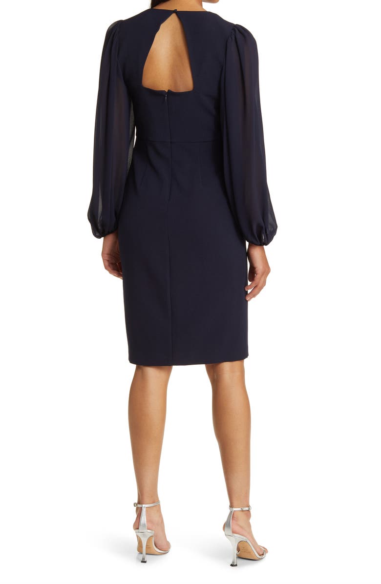 Vince Camuto Twist Long Sleeve Stretch Crepe Dress, Alternate, color, Navy