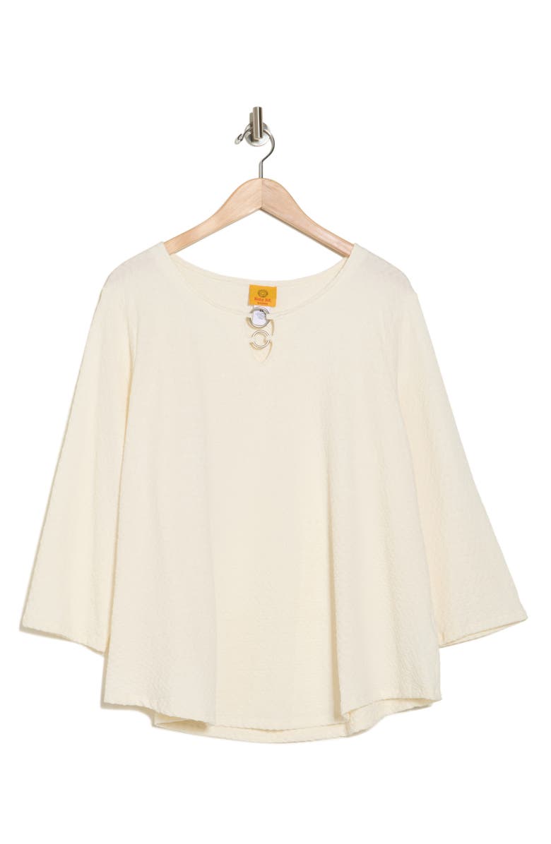 RUBY RD Keyhole Long Sleeve Textured Top, Alternate, color, 