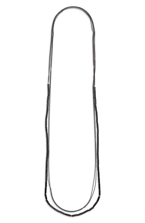 Faceted Bead Long Station Necklace