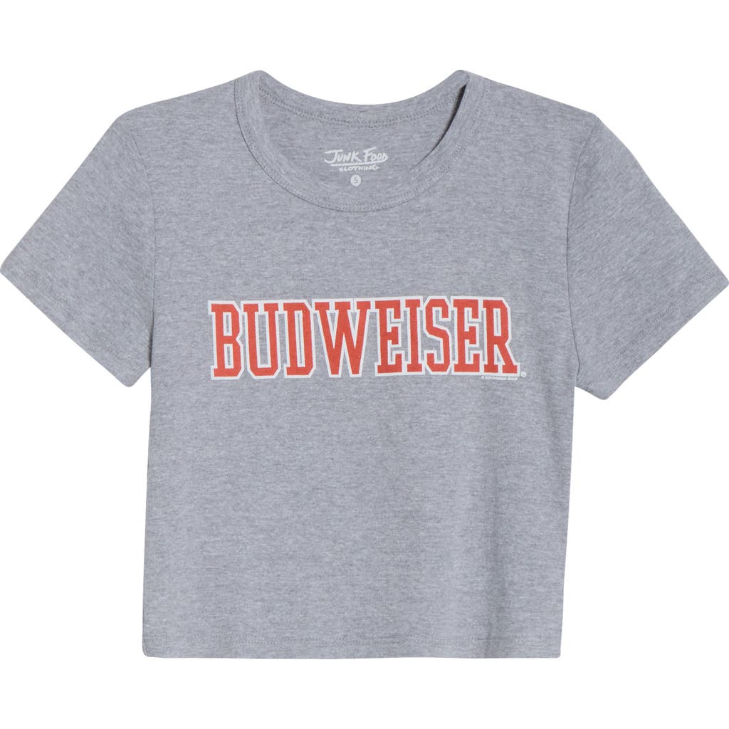 Junk Food Budweiser® Crop Graphic T-shirt In Gray