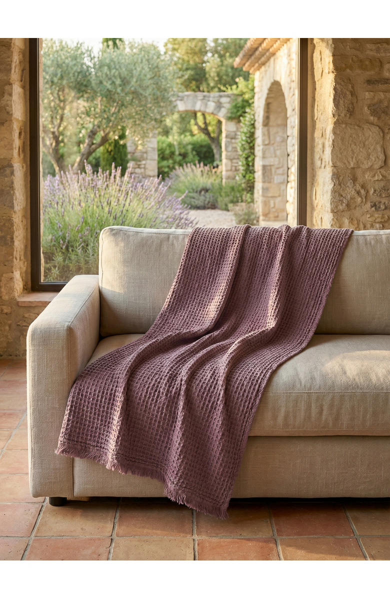 Anaya Turkish Cotton Waffle Throw, Alternate, color, Burgundy