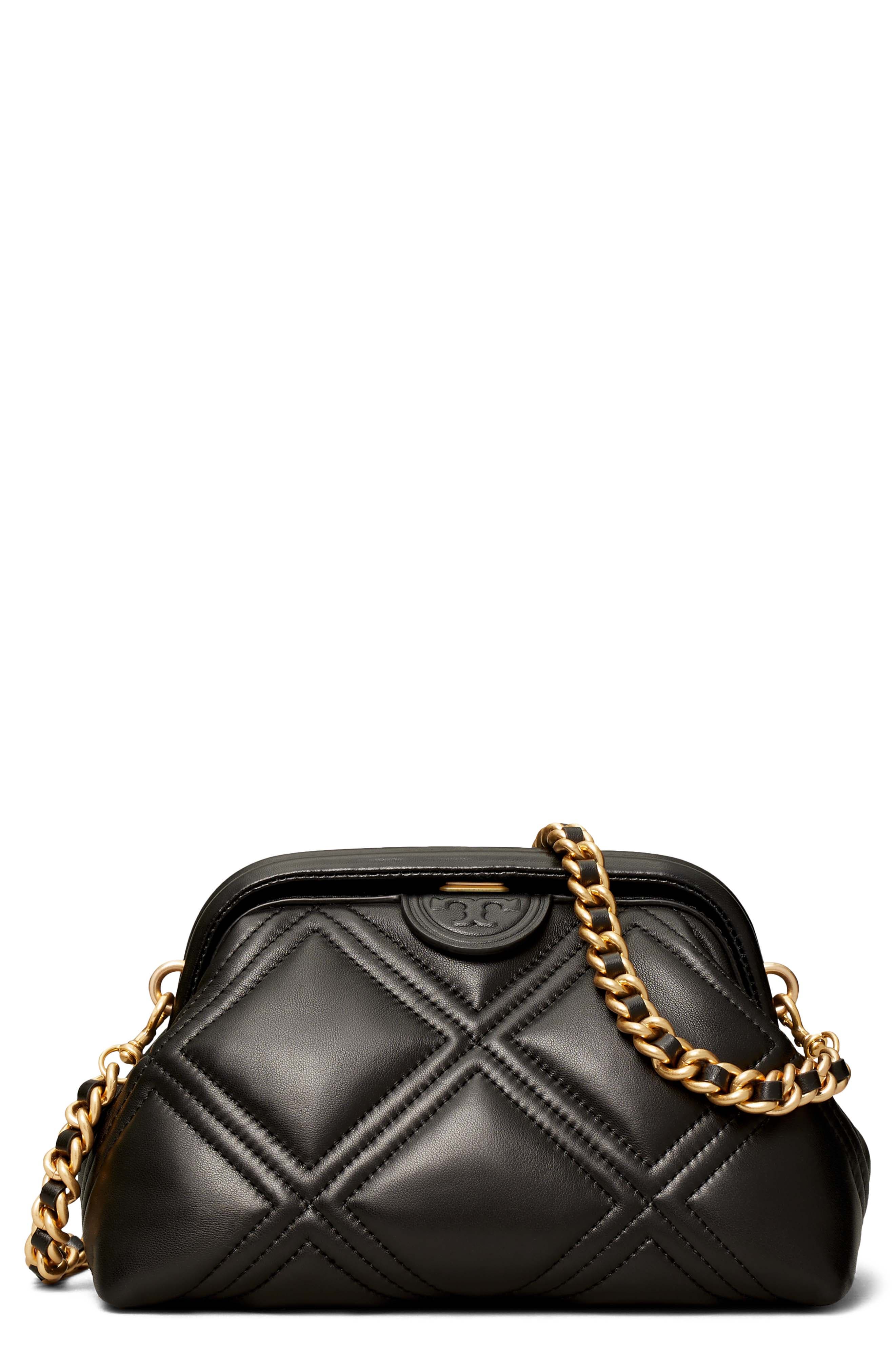 Tory Burch Fleming Small Frame Leather Crossbody Bag, Main, color, 