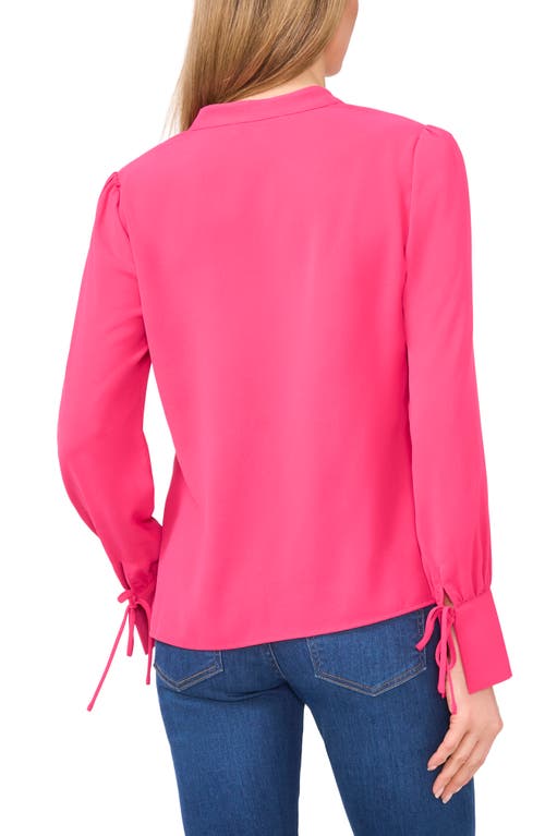 Cece Tie Bow Long Sleeve Top In Bright Rose