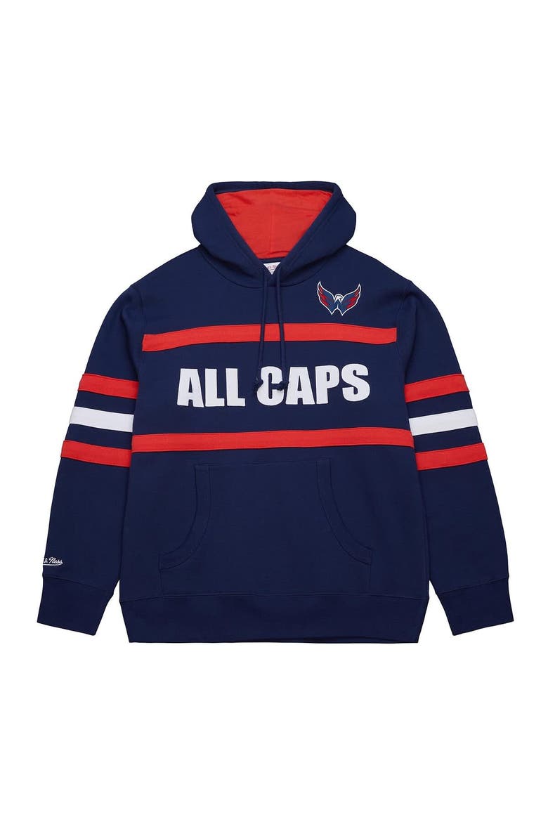 Men's Mitchell & Ness Navy Washington Capitals Head Coach Slogan Pullover Hoodie, Alternate, color, Navy