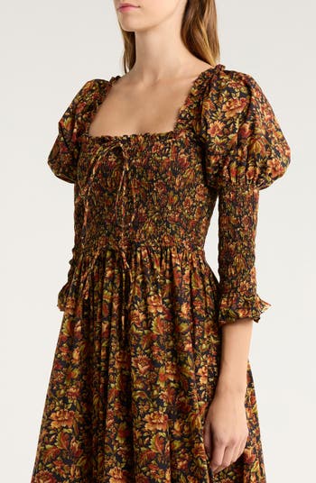 Bijou Floral Long Sleeve Organic Cotton Dress