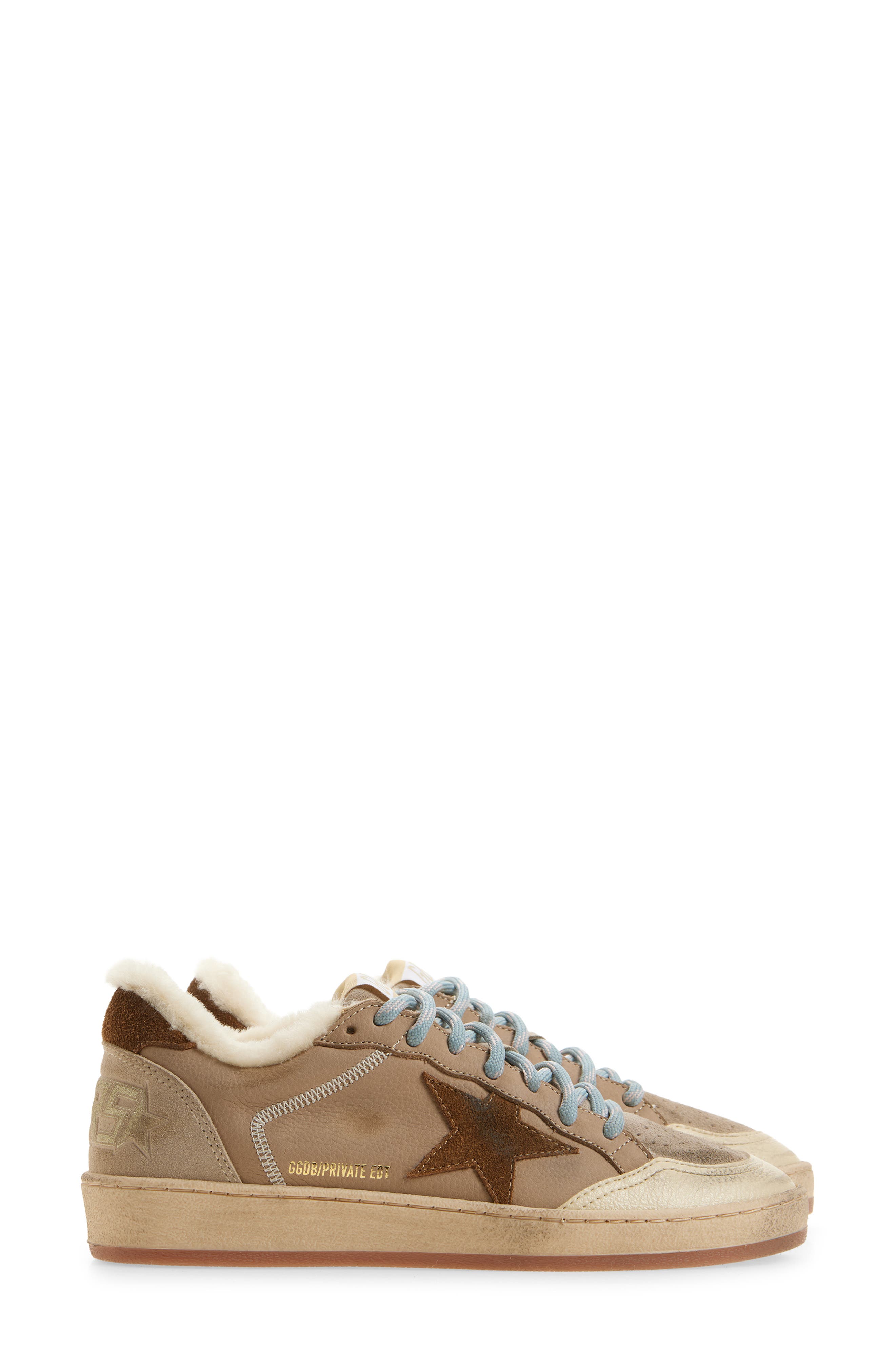 Golden Goose Ball Star Low Top Faux Shearling Lined Sneaker, Alternate, color, Beige/ Burned Brown