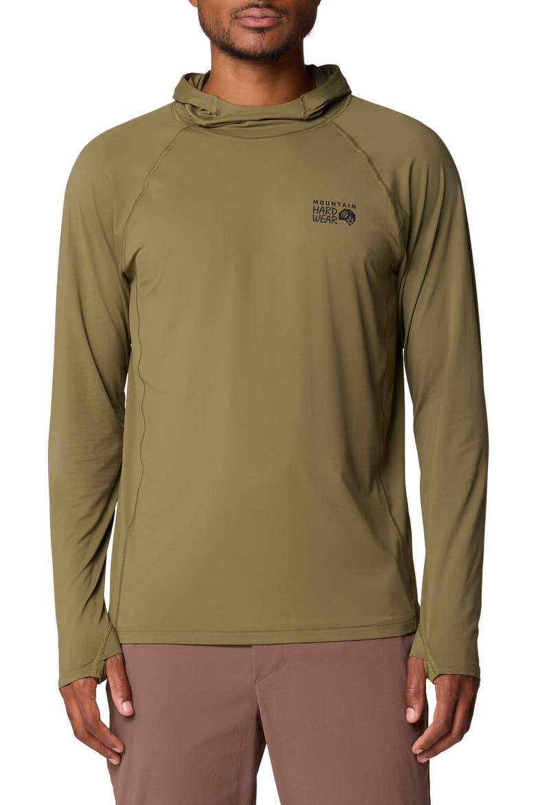Crater Lake Long Sleeve Hoodie, Main, color, COMBAT GREEN