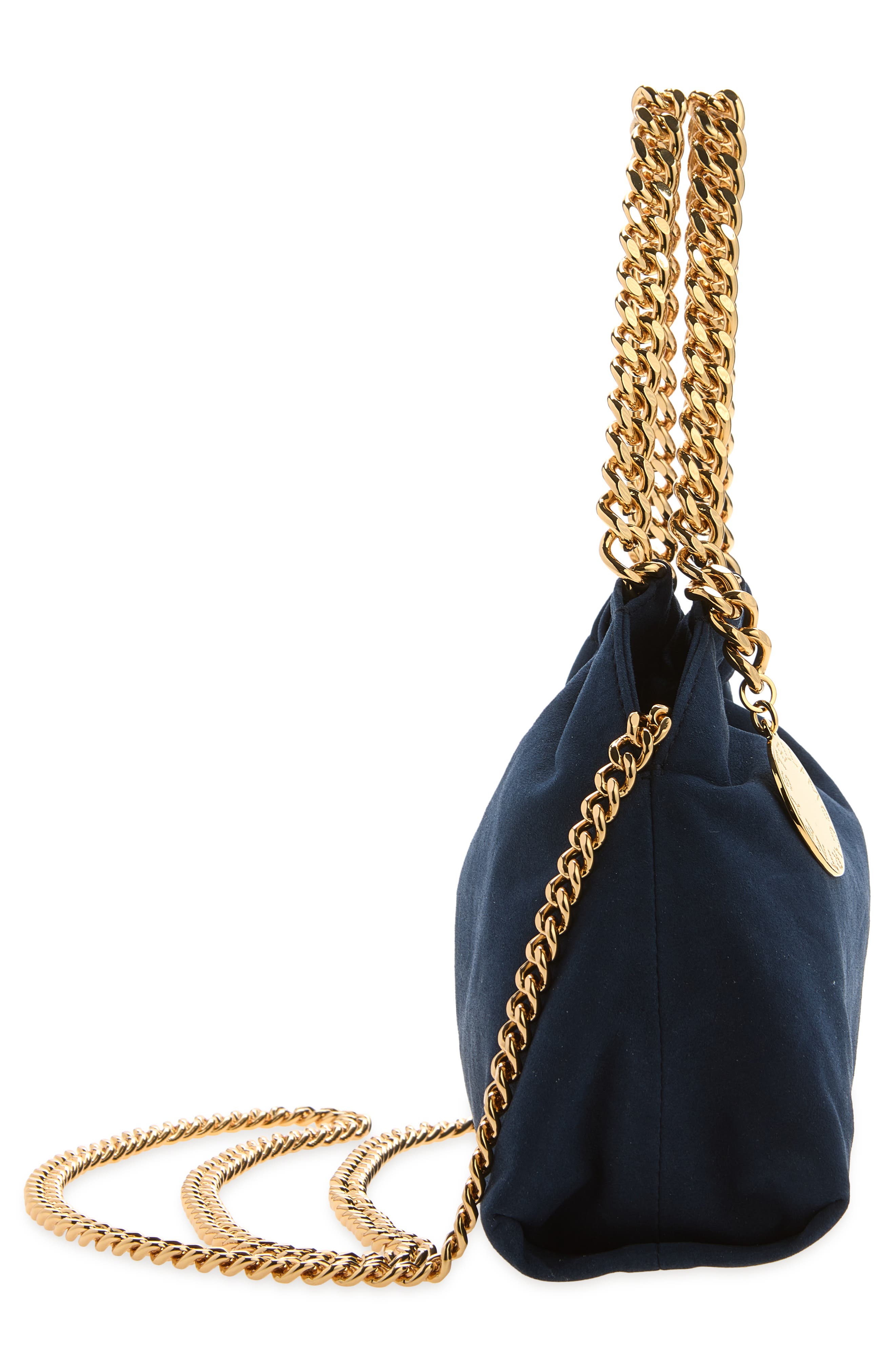 Mini Falabella Faux Suede Drawstring Bag, Alternate, color, NAVY