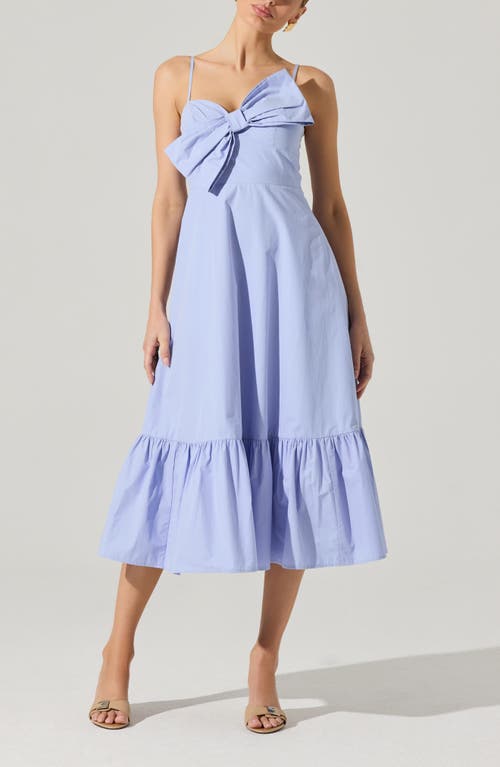 Astr The Label Twisted Bow Detail Cotton Dress In Blue