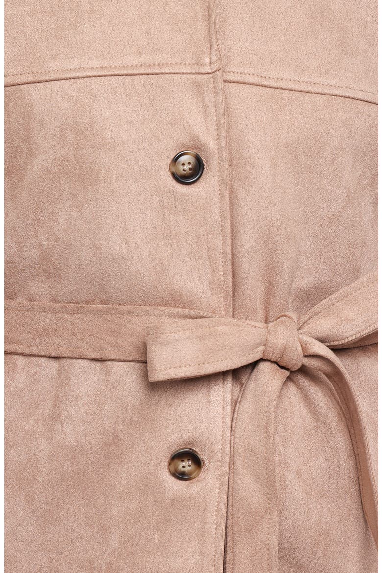 Nelly Crop Faux Suede Trench Coat, Alternate, color, MUSHROOM