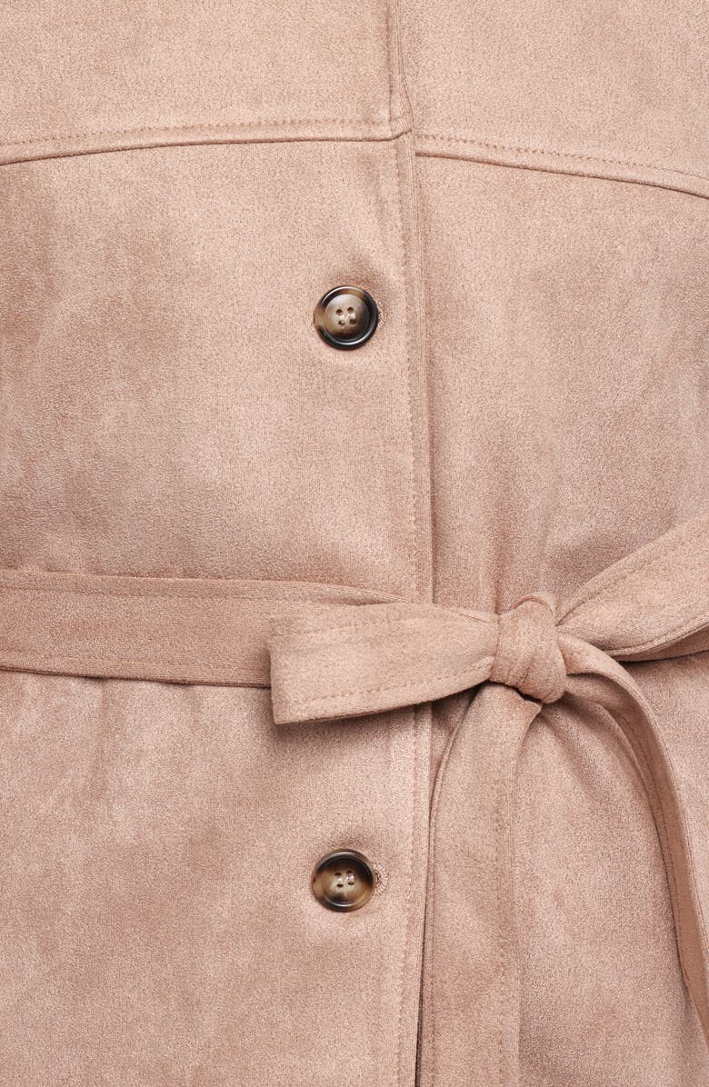 Petal & Pup Nelly Crop Faux Suede Trench Coat, Alternate, color, Mushroom