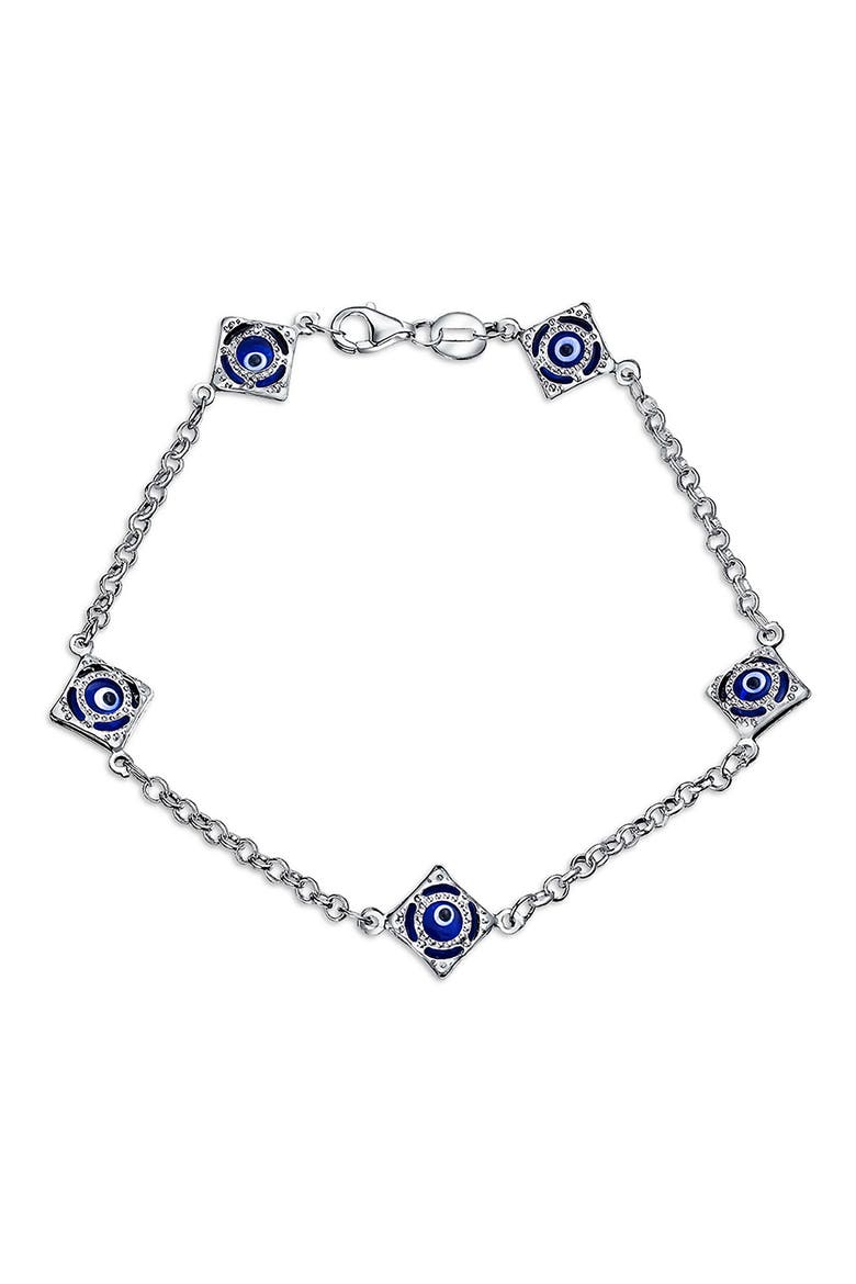 TURKISH EVIL EYE LINK BRACELET, Main, color, NAVY