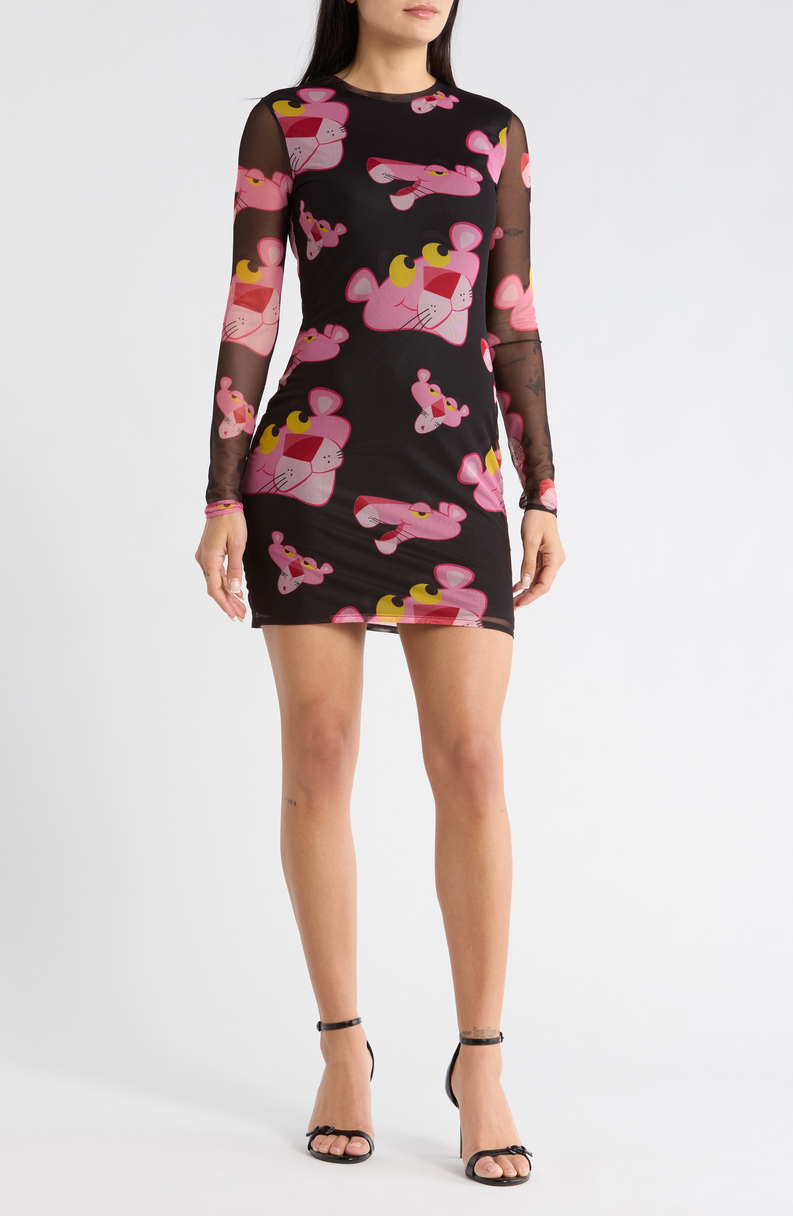 Desigual Pink Panther Long Sleeve Mesh Dress