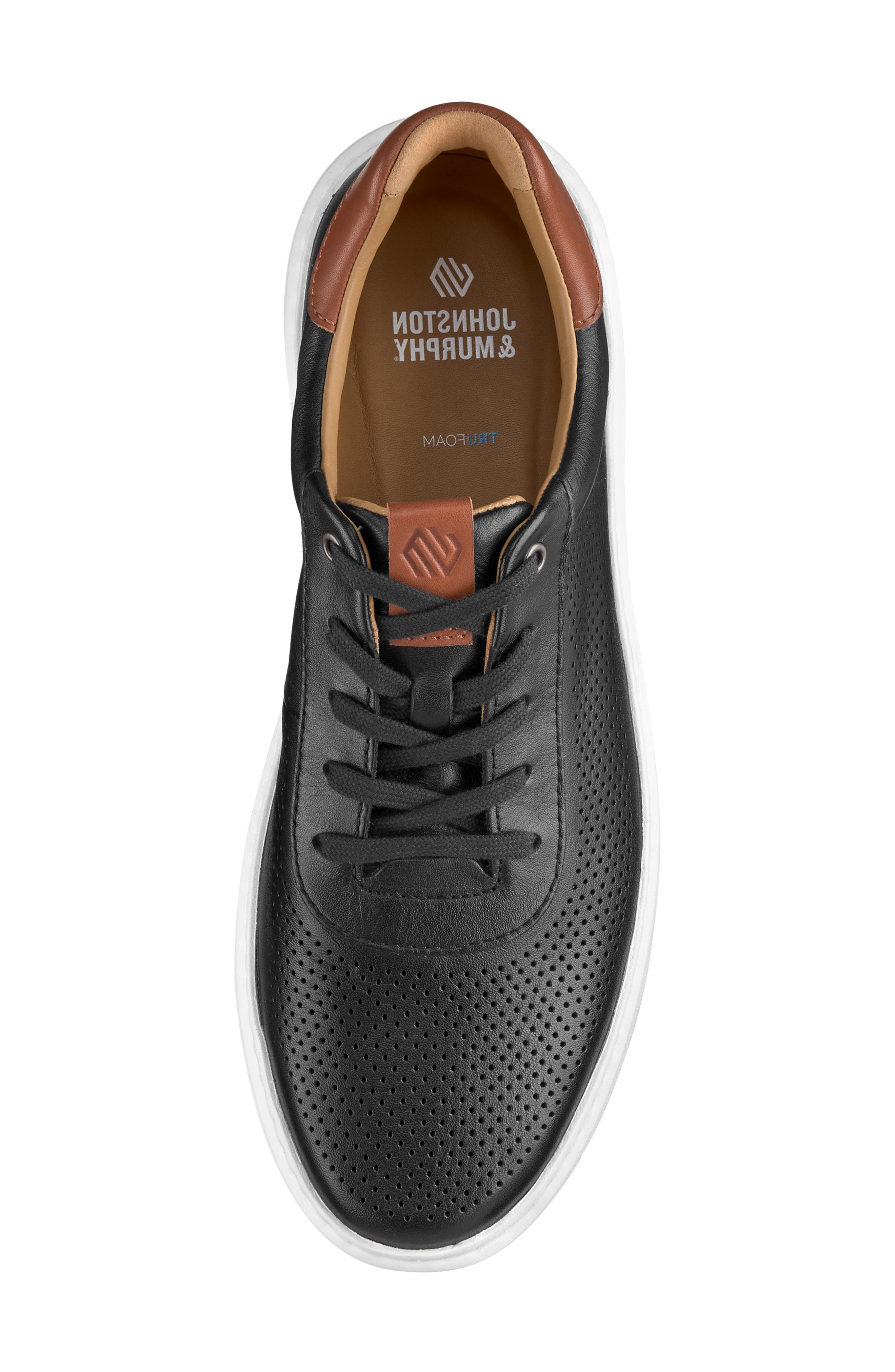 Johnston 
Murphy Anders Perforated Sneaker, Alternate, color, Black Full Grain