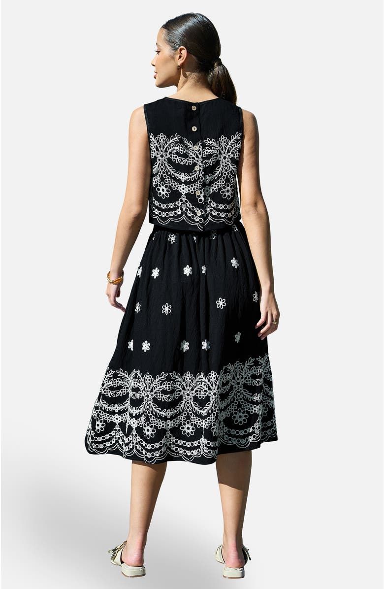 Yumi Embroidered Midi Skirt, Alternate, color, Black
