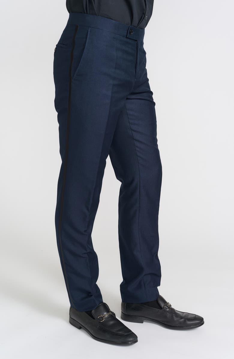 SAVILE ROW CO Slim FIt Navy Tuxedo Pants - 30-34" Inseam, Alternate, color, Navy