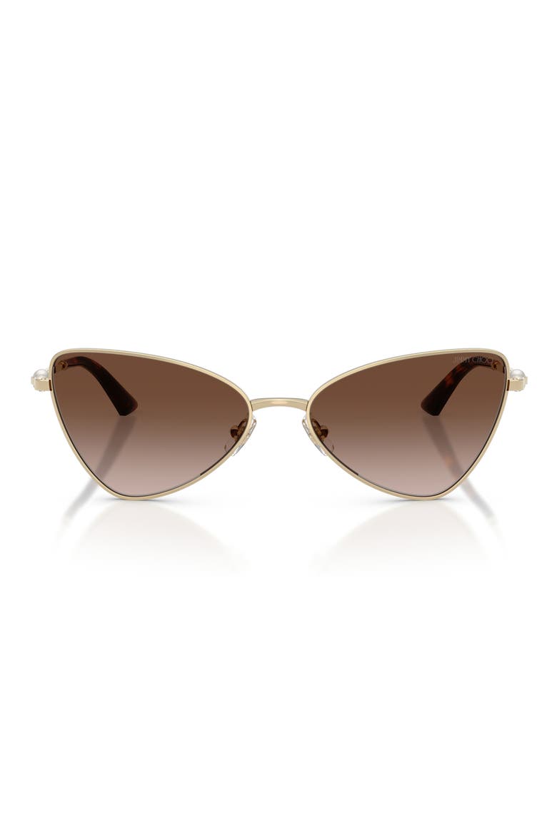 57mm Gradient Cat Eye Sunglasses, Main, color, PALE GOLD / GRADIENT BROWN