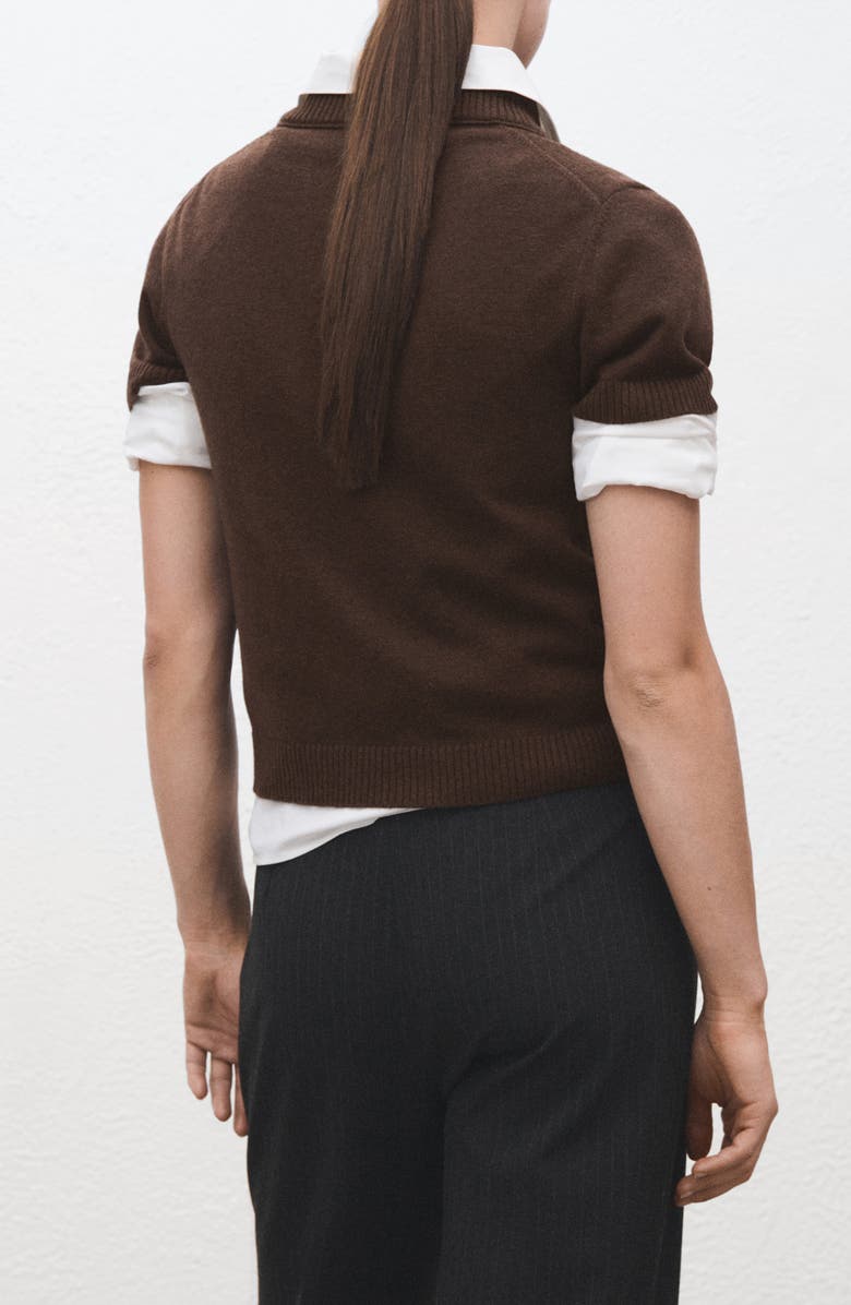 MANGO Short Sleeve V-Neck Sweater, Alternate, color, Chocolate