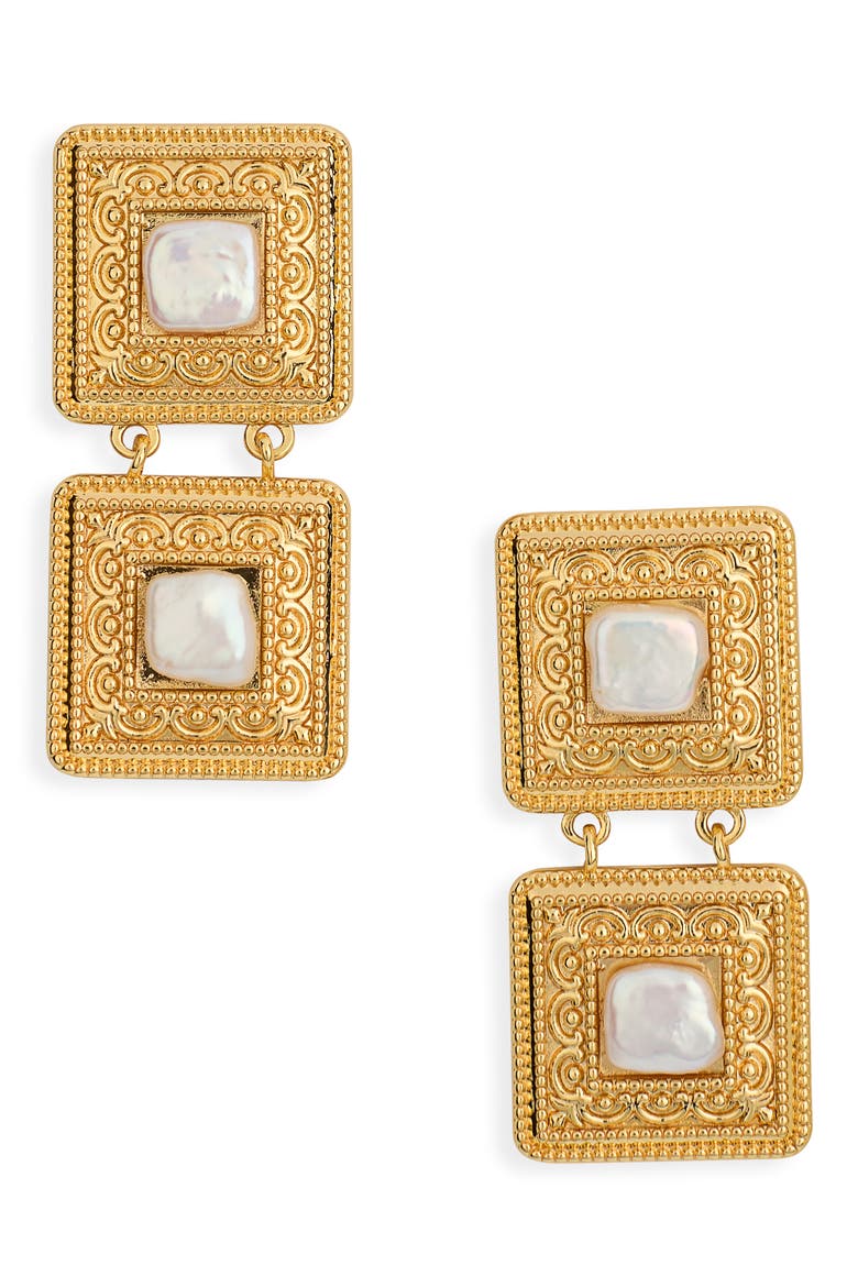 High Tea Drop Earrings, Main, color, GOLD