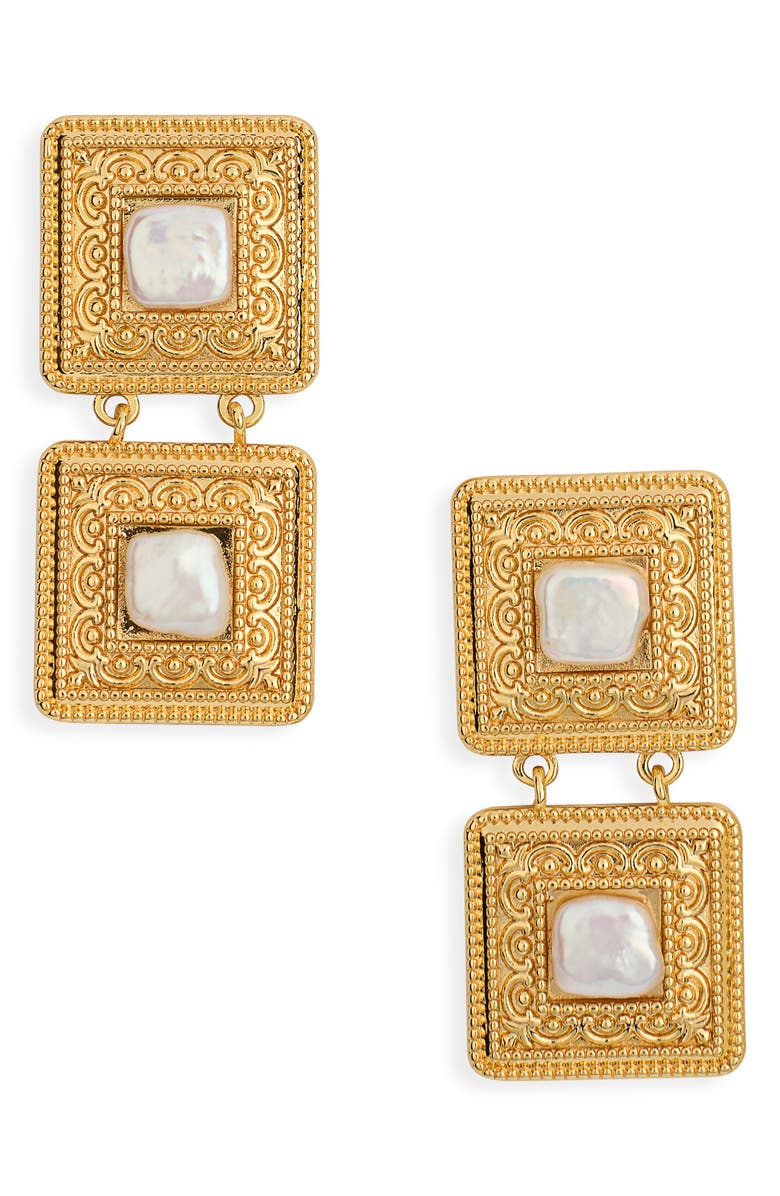 FRASIER STERLING High Tea Drop Earrings, Main, color, Gold