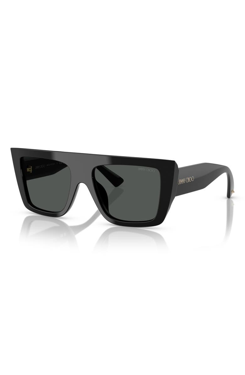 Jimmy Choo 52mm Rectangular Sunglasses, Alternate, color, Black