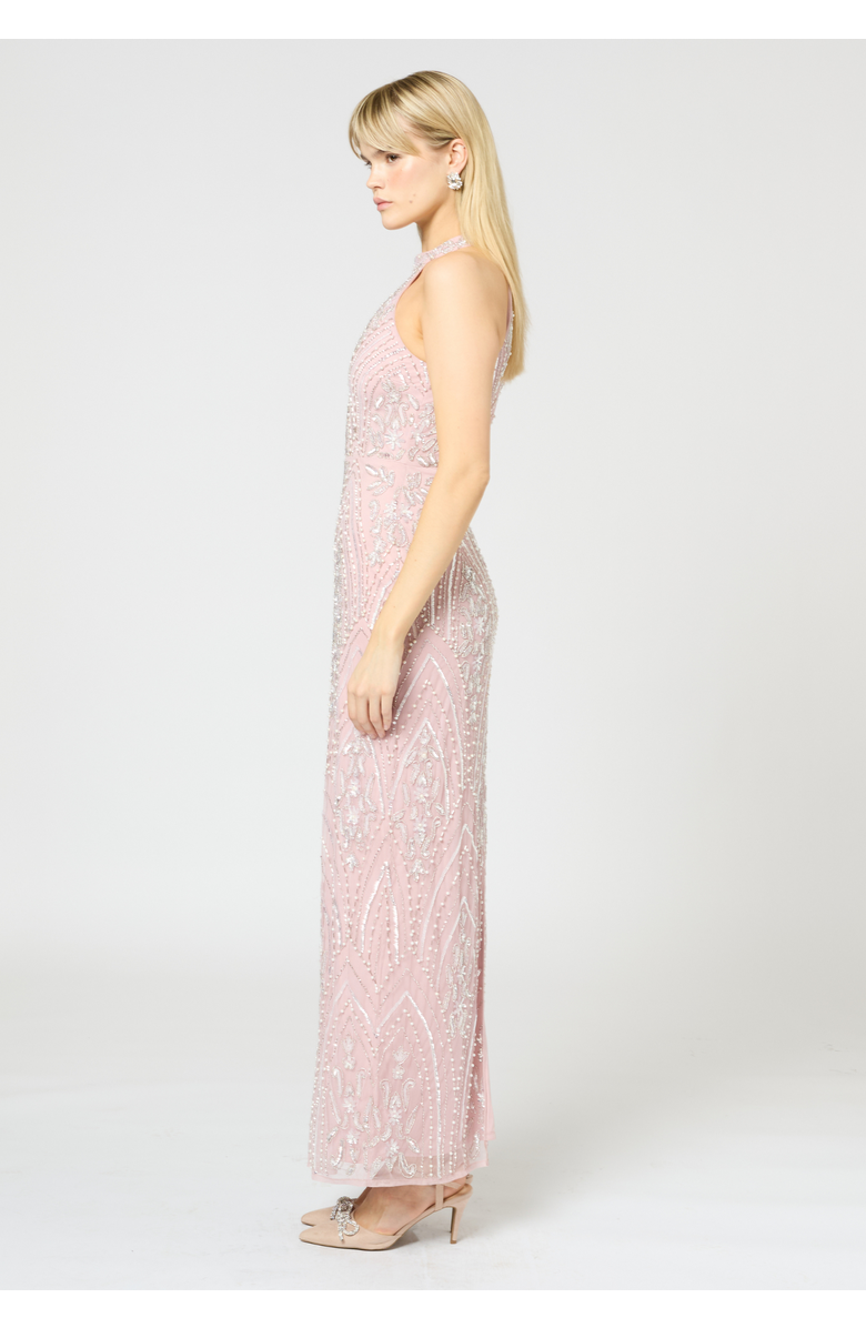 BEAUUT Embellished Sequin Beaded Maxi Dress, Alternate, color, Frosted Pink