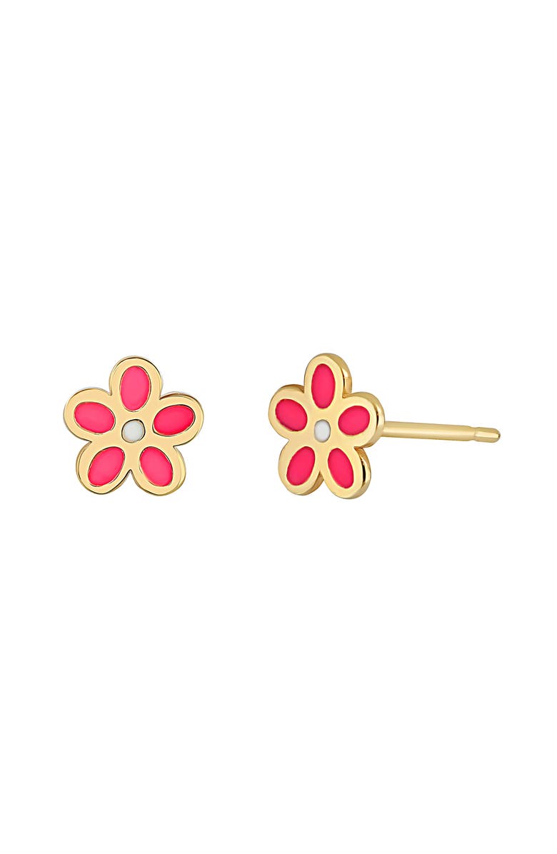 Bony Levy 14K Gold & Enamel Flower Stud Earrings, Main, color, 14K Yellow Gold