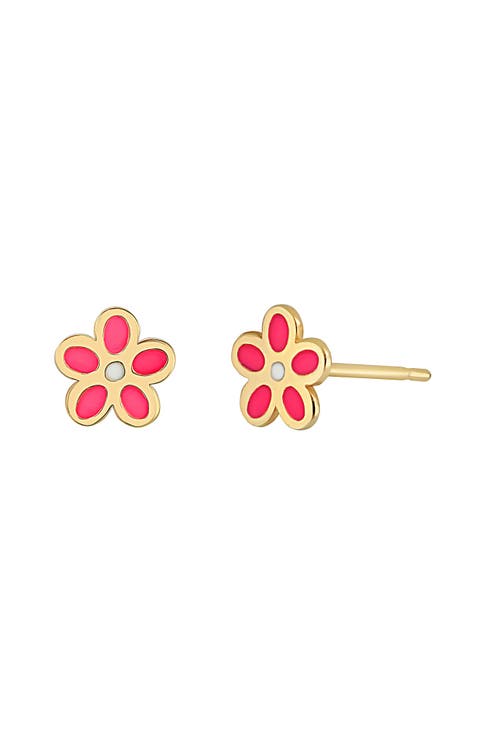 14K Gold & Enamel Flower Stud Earrings (Nordstrom Exclusive)