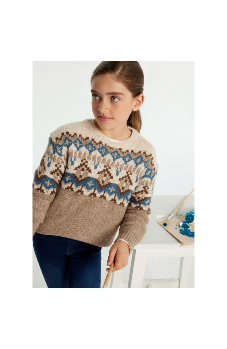 Mayoral Fair Isle Sweater, Alternate, color, Beige