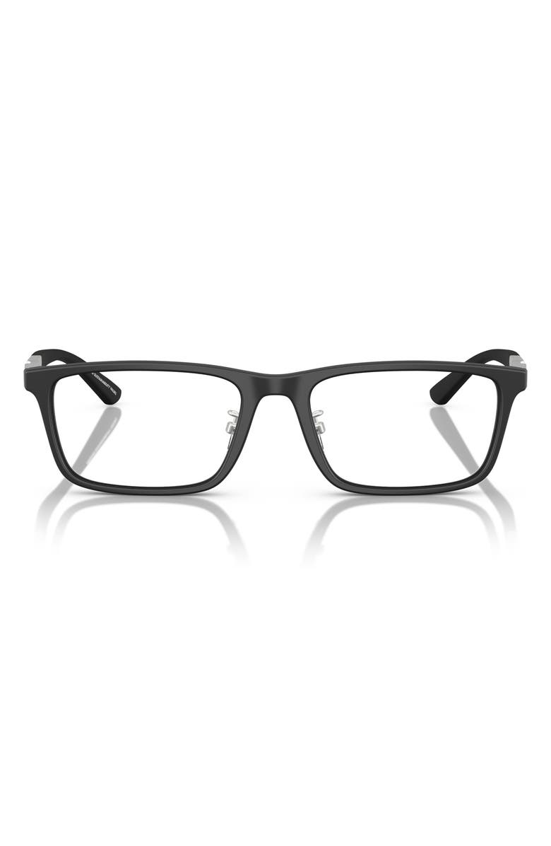 Emporio Armani 55mm Rectangle Optical Glasses, Main, color, Matte Black / Demo Lens