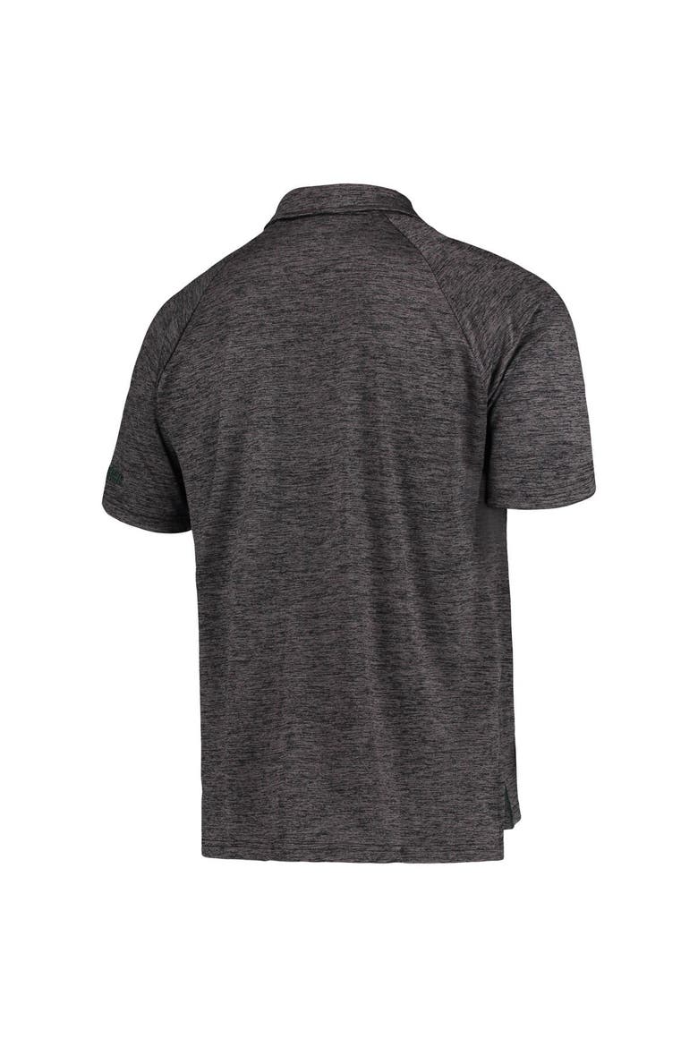 Men's Colosseum Heathered Black Hawaii Warriors Down Swing Raglan Polo, Alternate, color, Heather Black