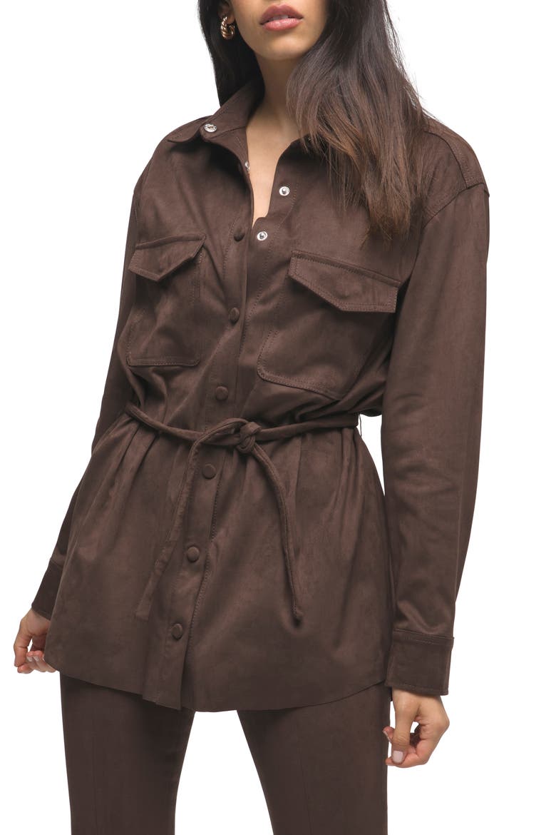 Belted Shirt Jacket, Main, color, CHOCOLATE003