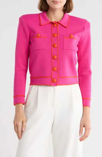 L'AGENCE Neon Trim Cropped Cardigan