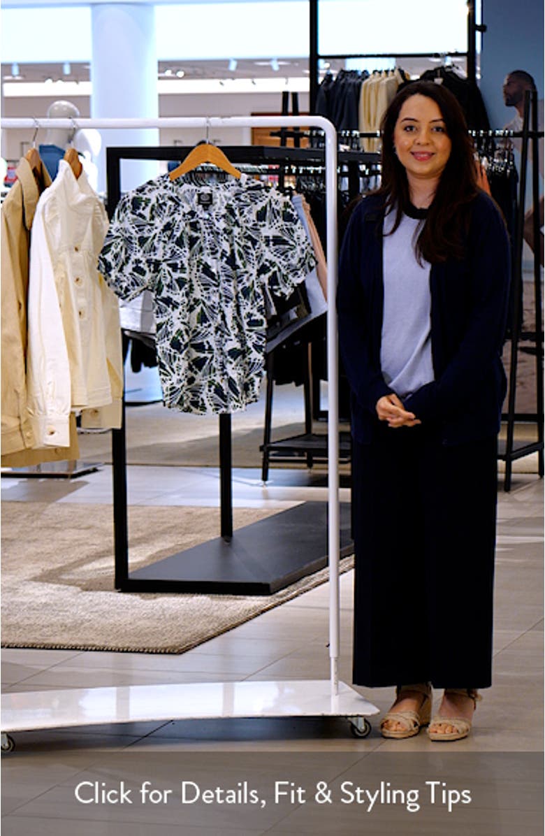 Abstract Print Puff Sleeve Button-Up Top, sales video thumbnail