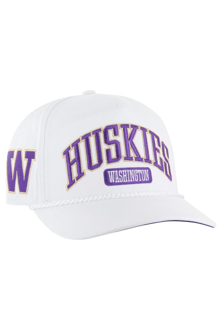 Men's '47  White Washington Huskies Local Arch Hitch Snapback Hat, Main, color, White