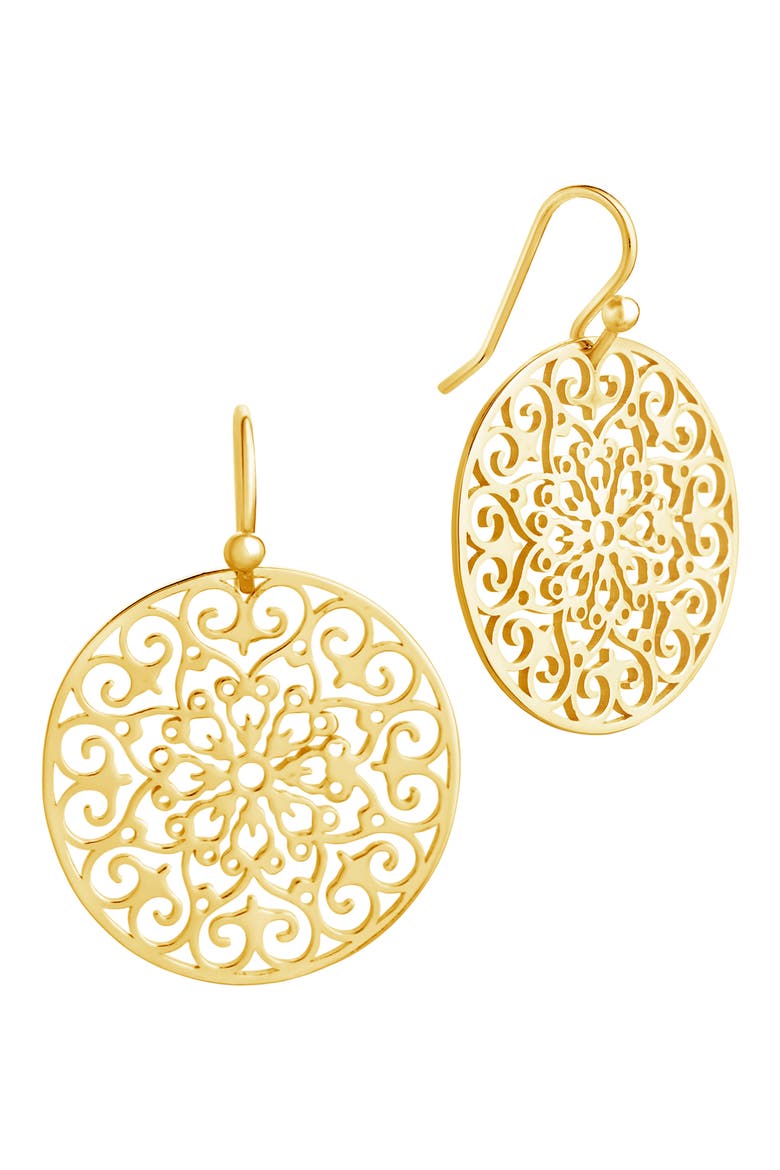 Round Filigree Drop Earrings, Alternate, color, GOLD