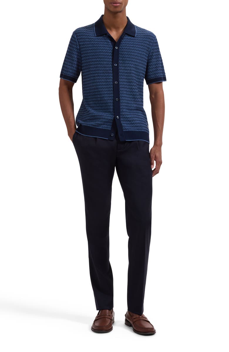 Bugatchi Short Sleeve Cardigan, Alternate, color, Navy