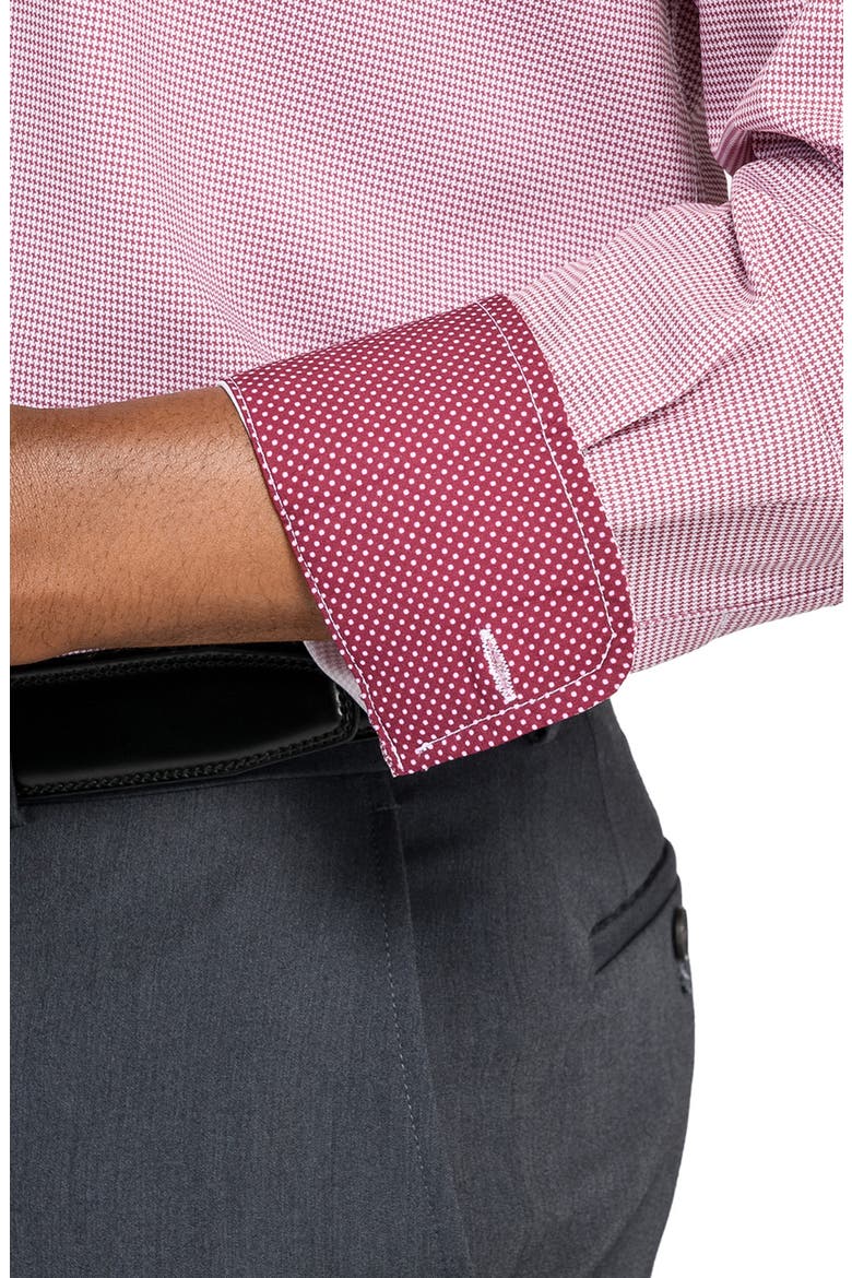 Regular Fit Red Micro Houndstooth Performance Dress Shirt, Alternate, color, MAROON