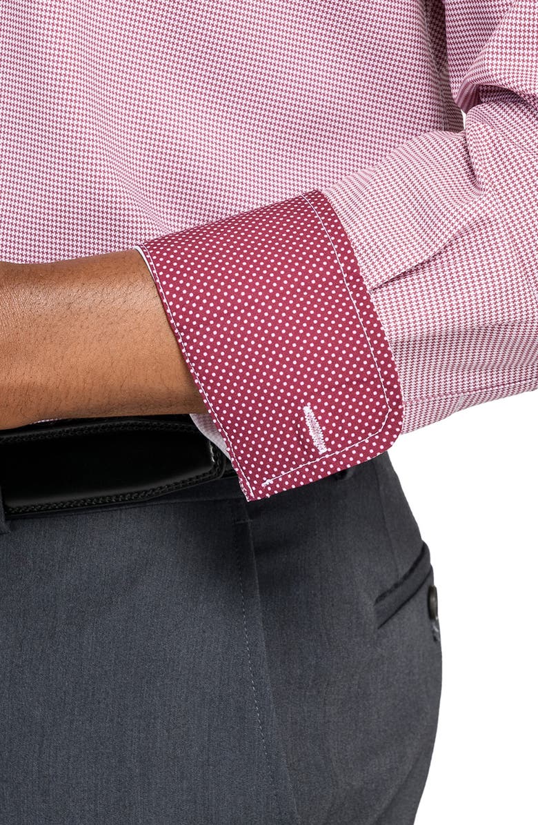 W.R.K Regular Fit Red Micro Houndstooth Performance Dress Shirt, Alternate, color, Maroon