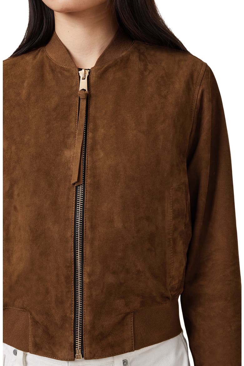 Orten Suede Bomber Jacket, Alternate, color, COGNAC BROWN