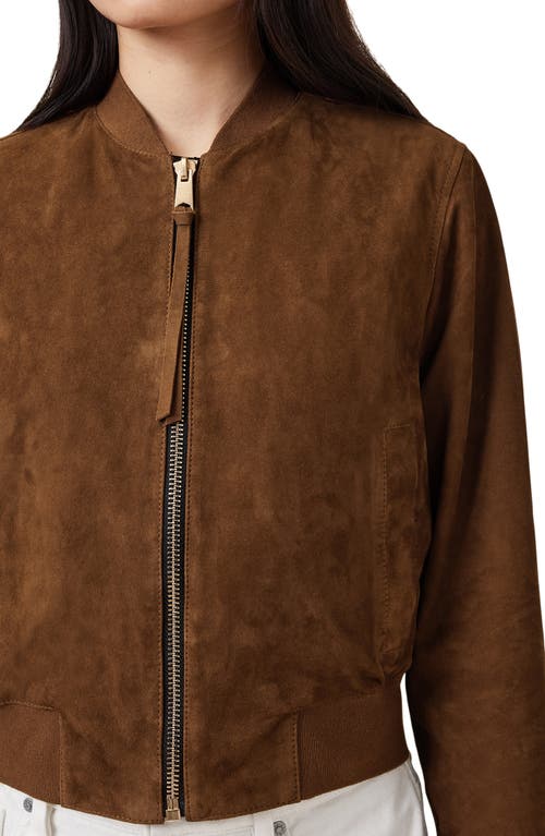 Allsaints Orten Suede Bomber Jacket In Brown