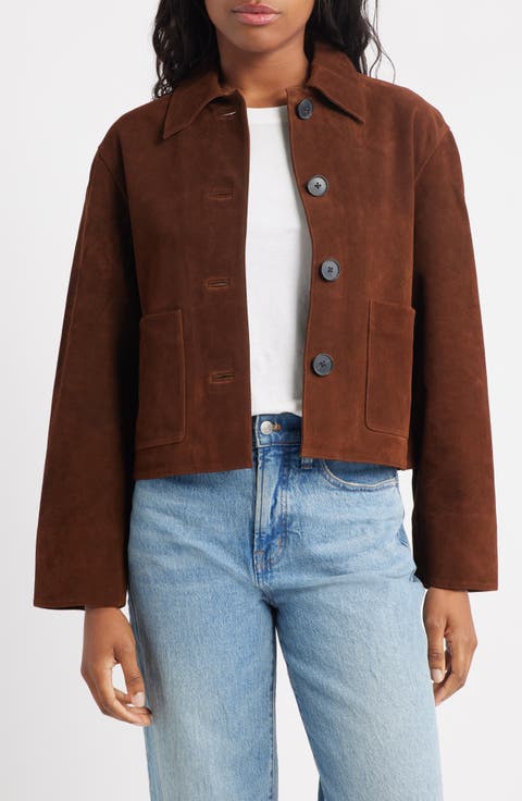 Boxy Crop Suede Jacket