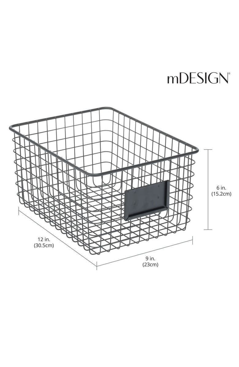 mDesign Large Steel Kitchen Organizer Basket with Label Slot, 12 x 9 x 6 - 4 Pack, Alternate, color, 