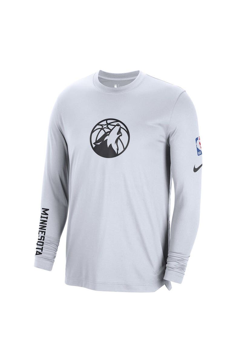 Nike Men's Nike White Minnesota Timberwolves 2022/23 City Edition Pregame Warmup Long Sleeve Shooting Shirt, Alternate, color,