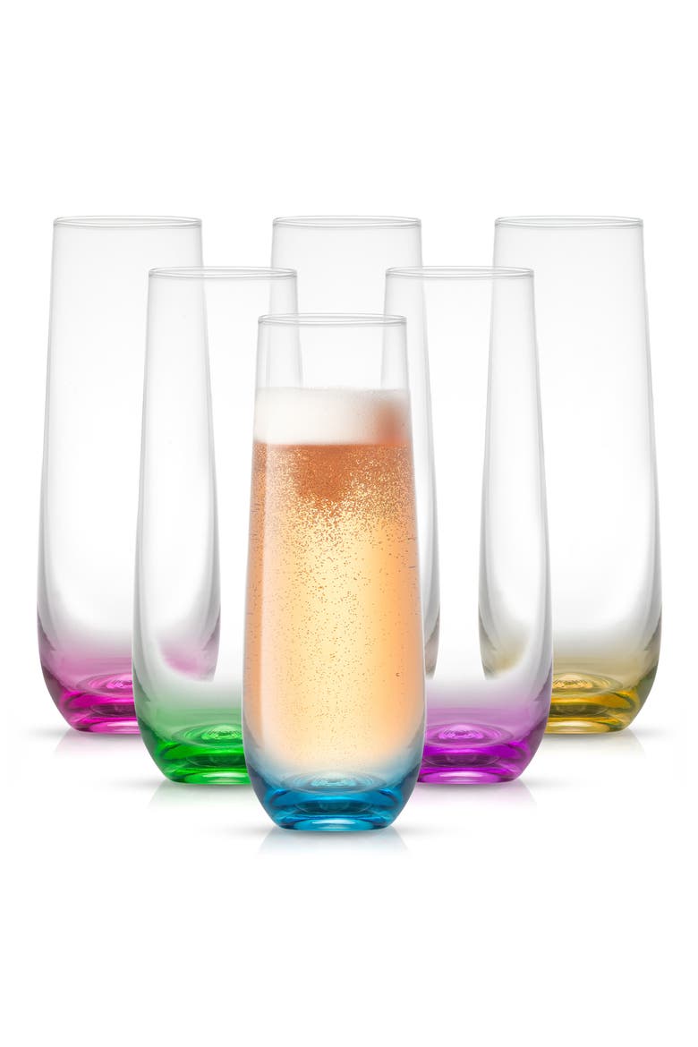 Hue Colored Stemless Champagne Glass - Set of 6, Main, color, MULTI
