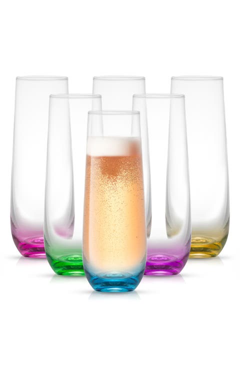 Hue Colored Stemless Champagne Glass - Set of 6